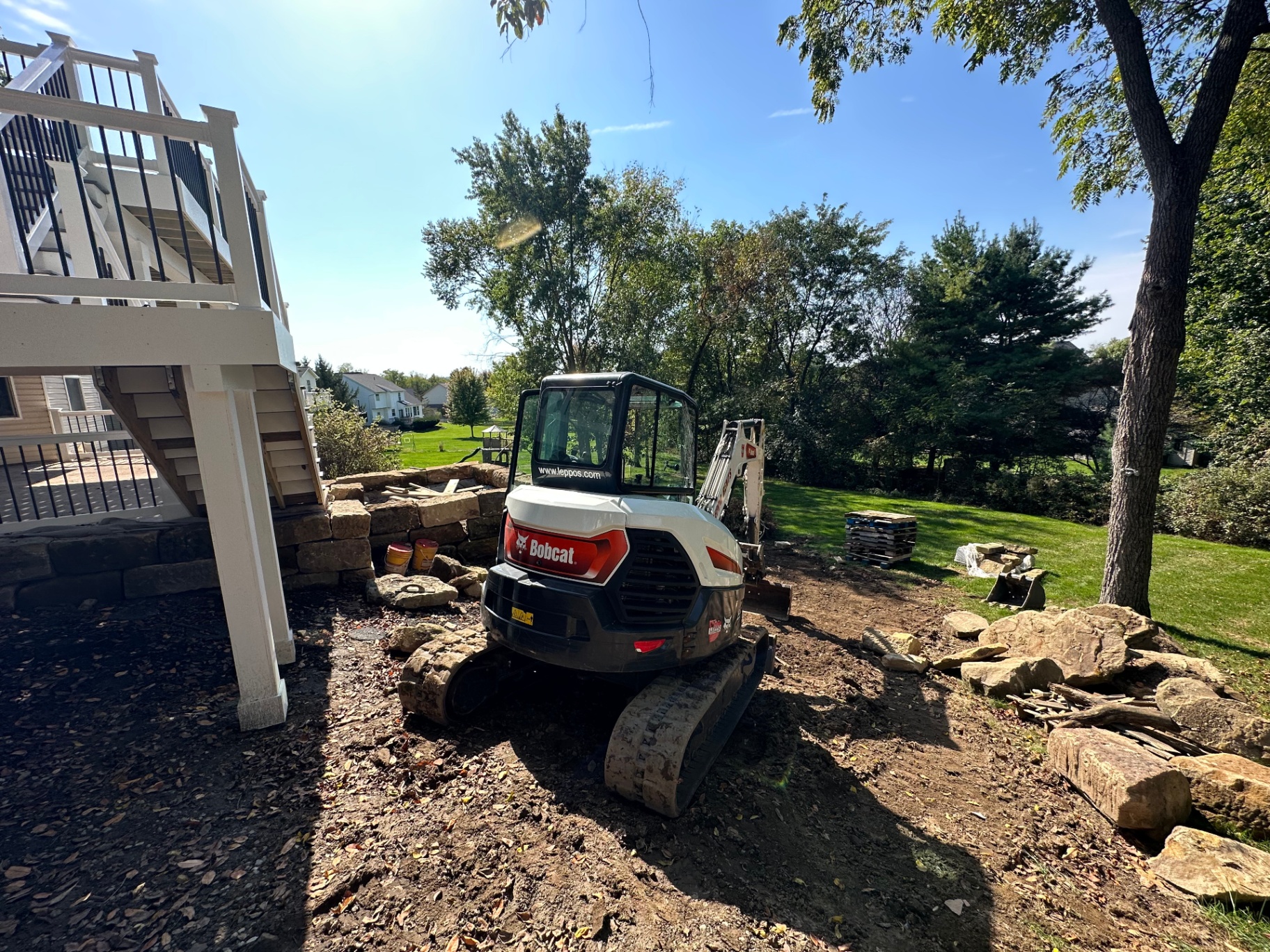 Backyard retaining wall and sitework in Richfield, OH